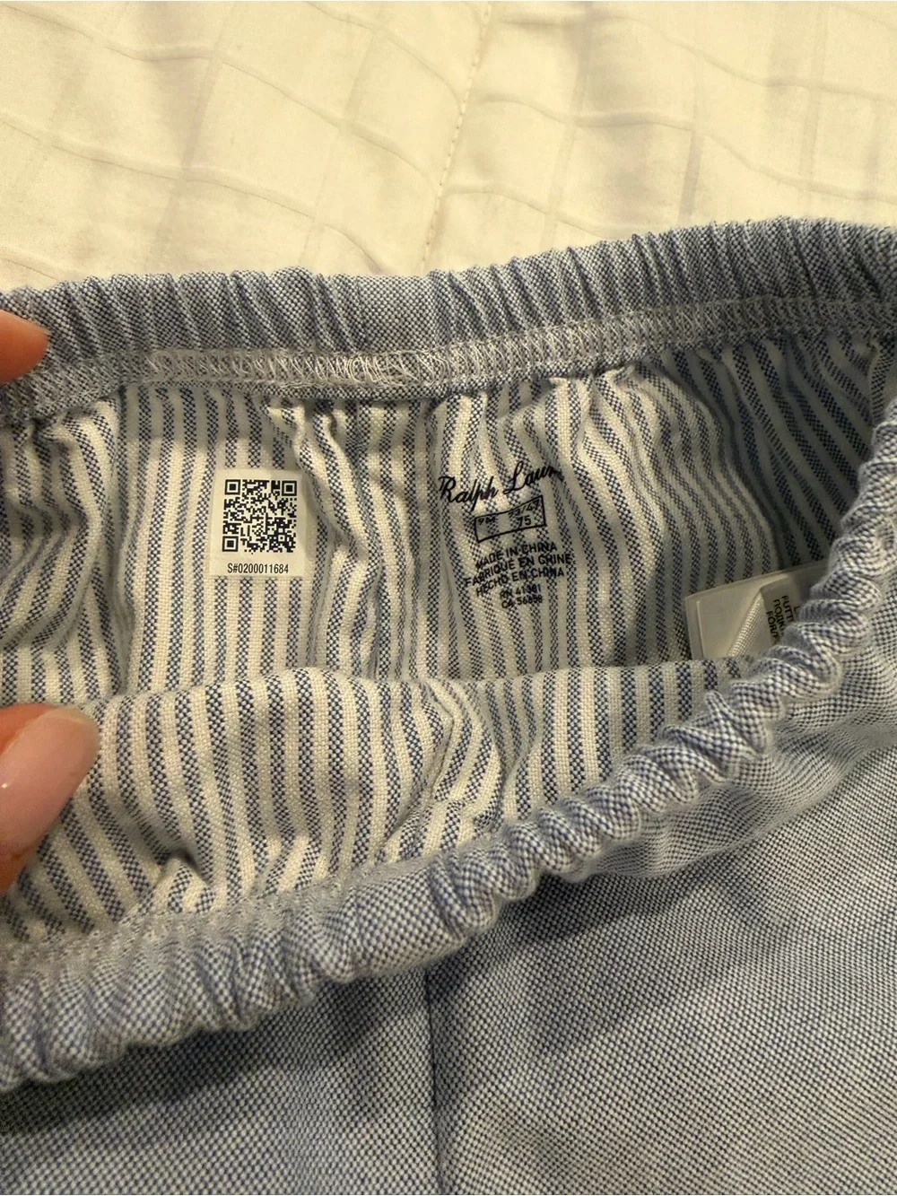 Ralph Lauren Light Blue Striped Baby Pants with Elastic Waist